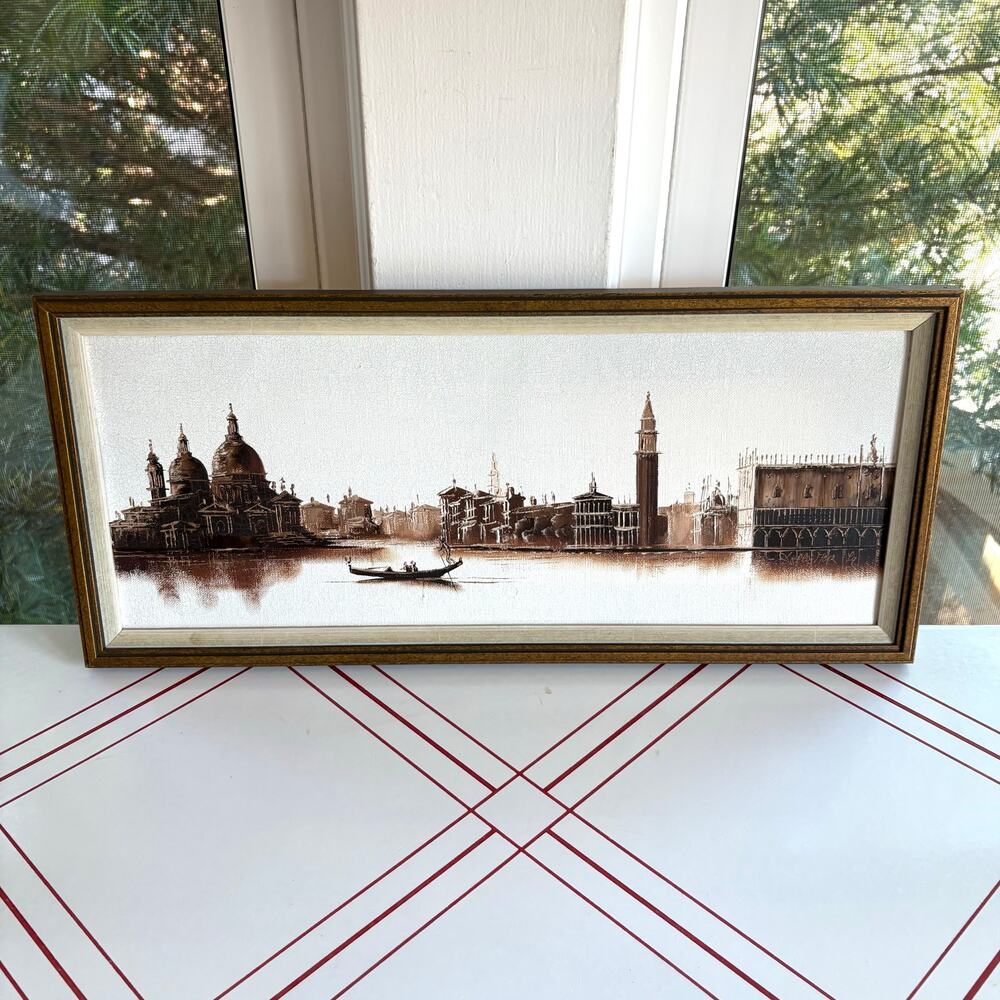 Vintage Venice Oil Painting Gondola Scene Signed Framed Art